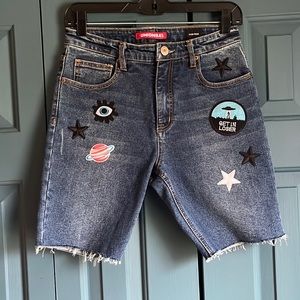 BNWOT custom patched denim shorts!